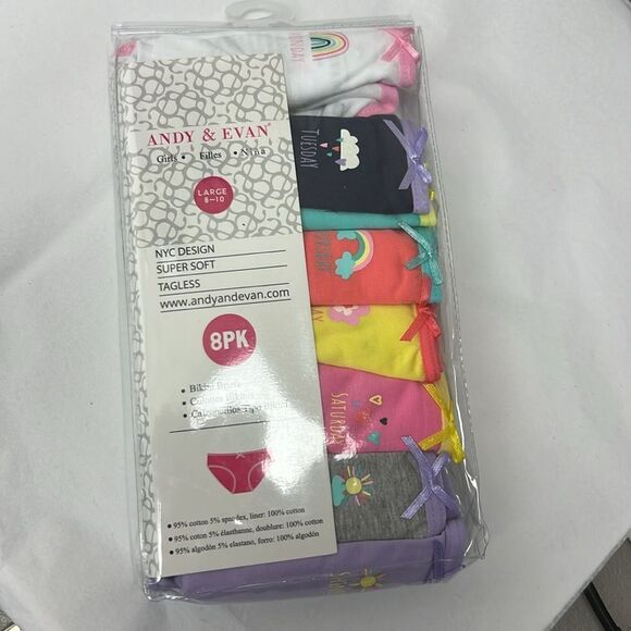 Andy and Evan Girl's Day of the Week 8 pack Bikini Briefs NWT size l (8-10) - Picture 10 of 12